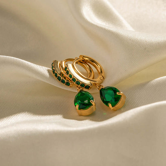 18K Gold Plated Titanium Teardrop CZ Earrings | JDR008