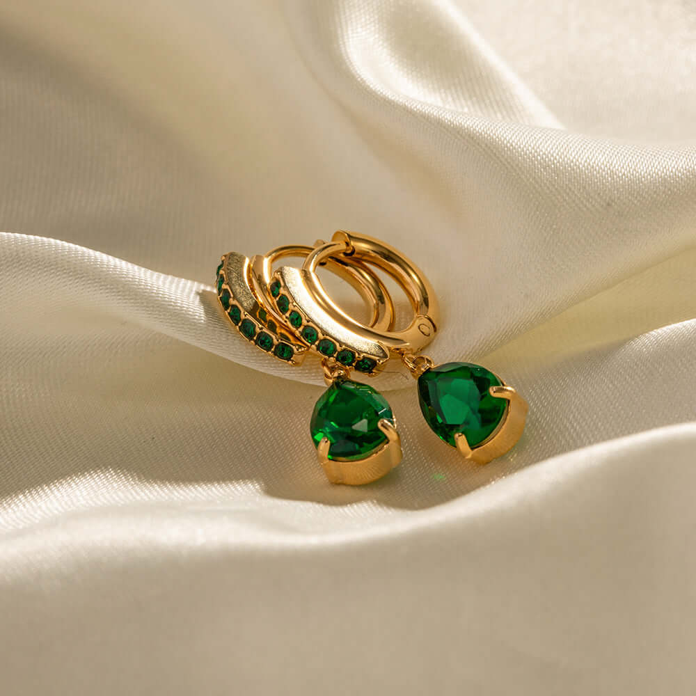 18K Gold Plated Titanium Teardrop CZ Earrings | JDR008