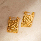 18K Gold Plated Geometric Hollow Rectangle Hoop Earrings | JDE014