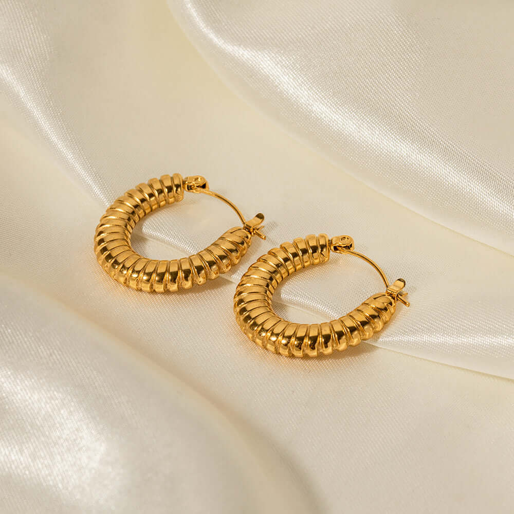 18K Gold Plated Spiral Hoop Earrings