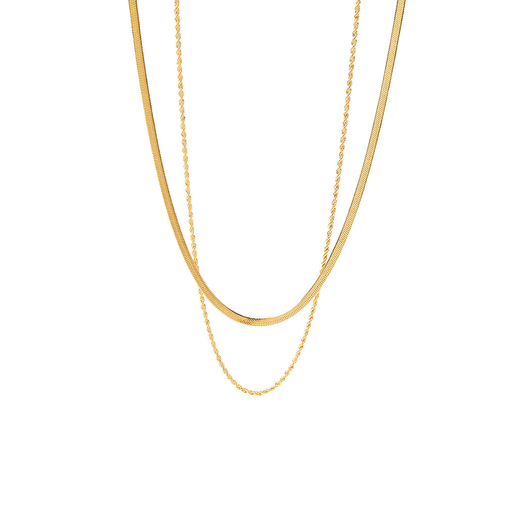 18K Gold Plated Double Strand Snake Chain Necklace