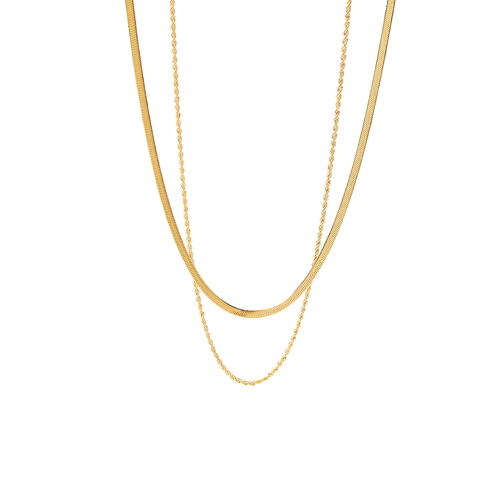 18K Gold Plated Double Strand Snake Chain Necklace