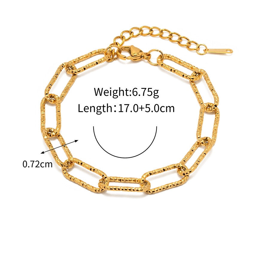 18K Gold Plated Stainless Steel Link Chain Bracelet and Necklace