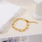 18K Gold Plated Stainless Steel Link Chain Bracelet and Necklace