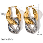 18K Gold Plated Bold Chain Duo Tone Hoop Earrings