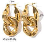 18K Gold Plated Bold Chain Duo Tone Hoop Earrings