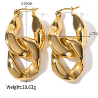 18K Gold Plated Bold Chain Duo Tone Hoop Earrings