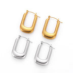 18K Gold Plated Hollow Textured U Hoop Earrings