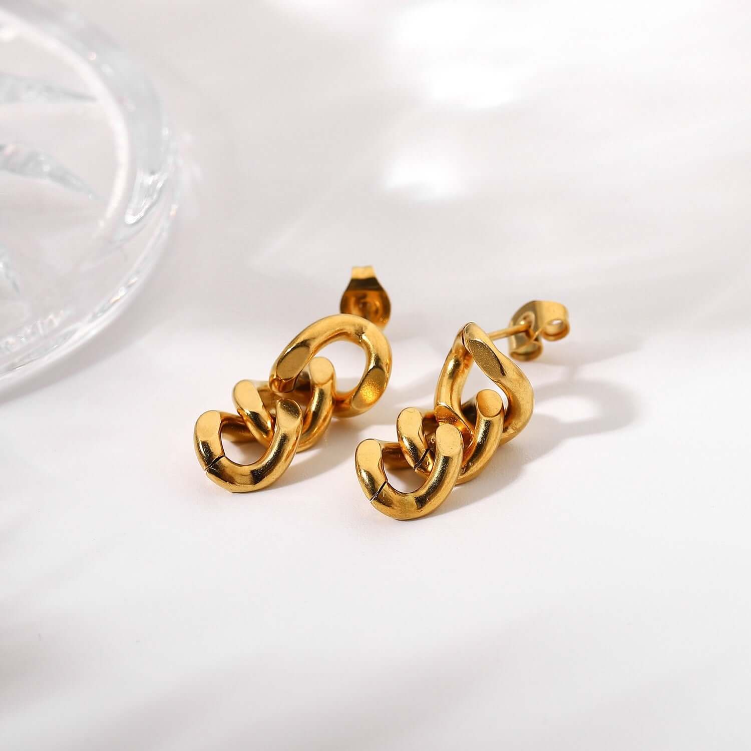 18K Gold Plated Minimal Chain Drop Earrings