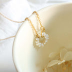 18K Gold Freshwater Pearl Connected Chain Necklace 