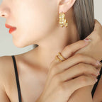 18K Gold Crinkle Hoop Earrings Gold