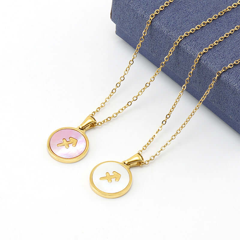 18K Gold Retro Zodiac Astrology Pendant Necklace