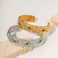 18K Gold Evil Eye Bangle Bracelet