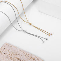 18K Gold Lariat Slider Chain Necklace 