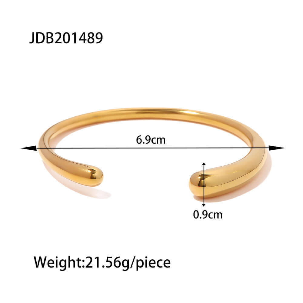 18K Gold Plated Stainless Steel Cuff Bangle | JDB489