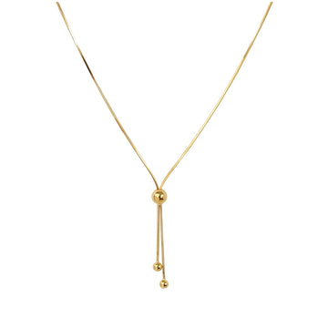 18K Gold Lariat Slider Chain Necklace 