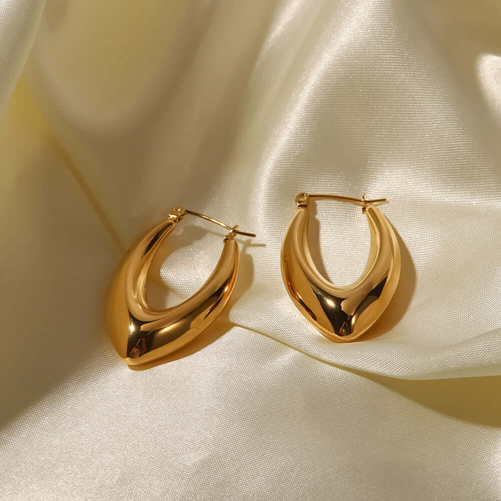 18K Gold Plated Curve Hoop French Earrings