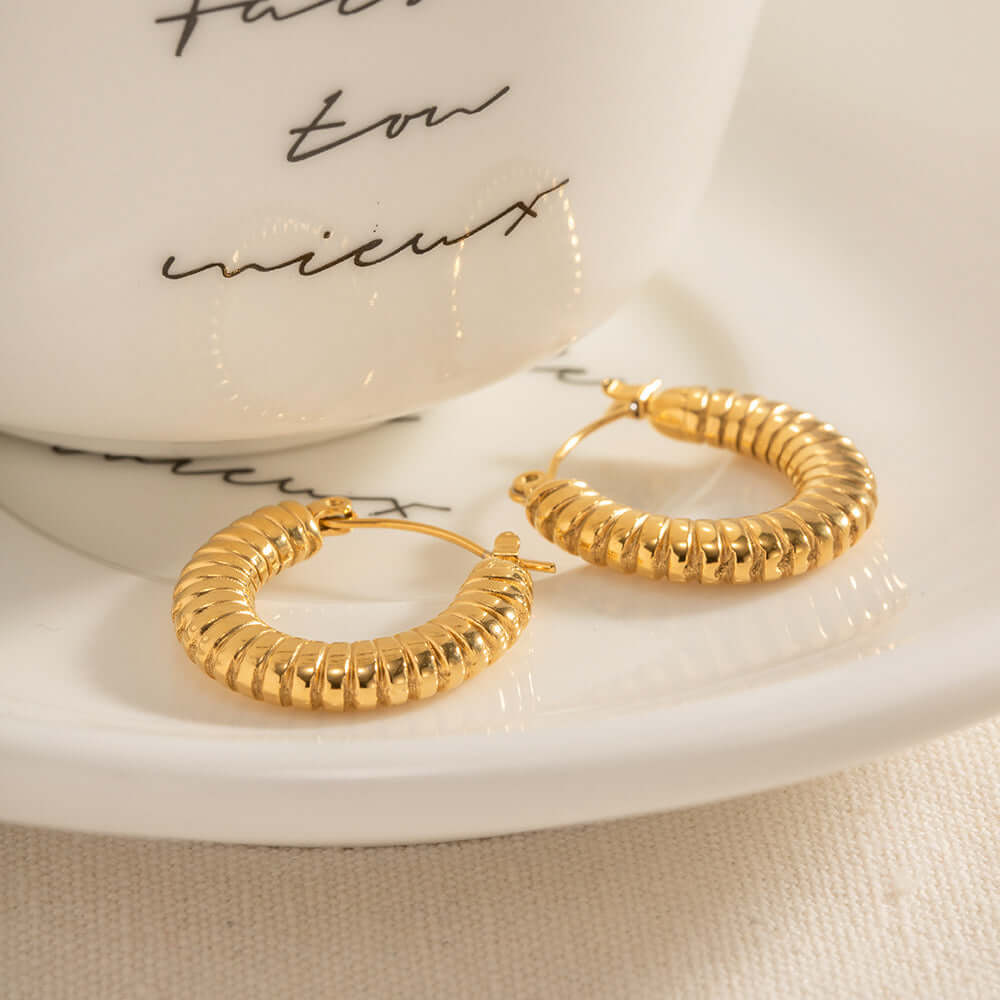 18K Gold Spiral Earrings