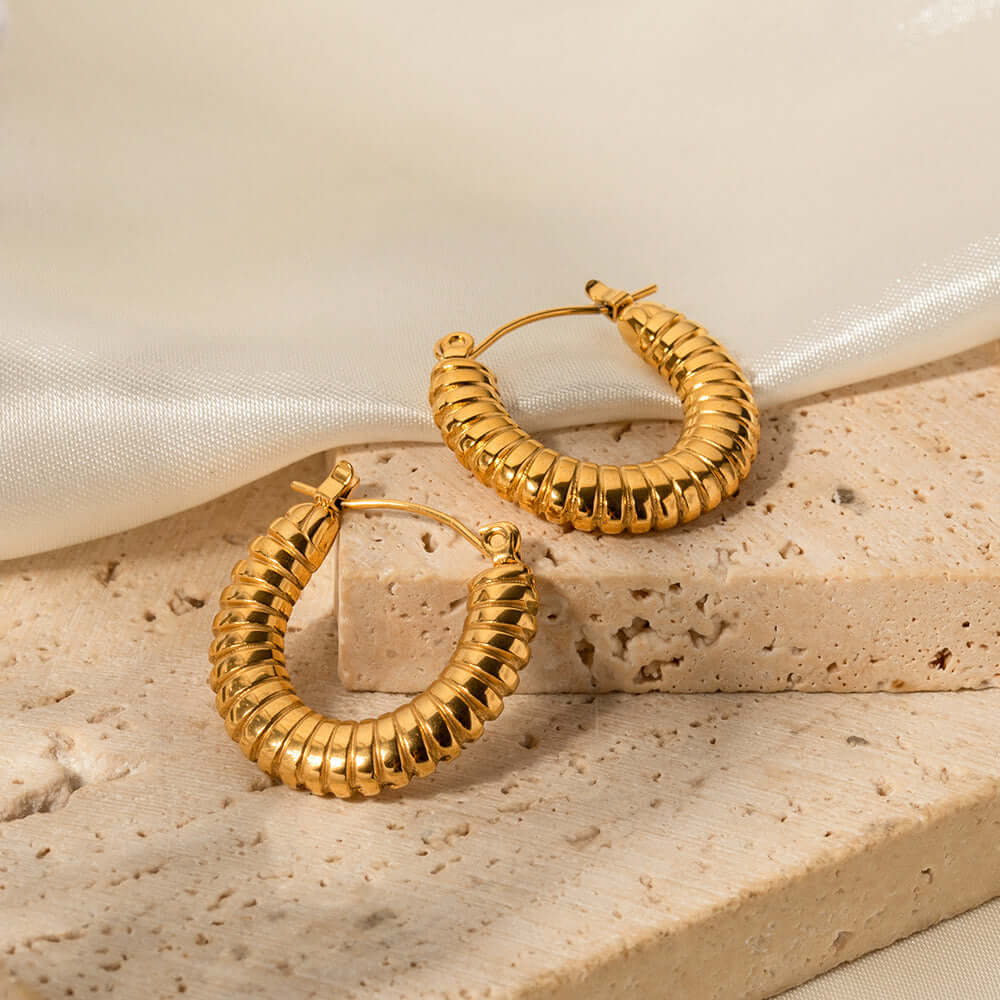 18K Gold Spiral Hoop Earrings