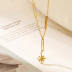 18K Gold Star Pendant Half Chain Necklace