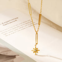 18K Gold Star Pendant Half Chain Necklace