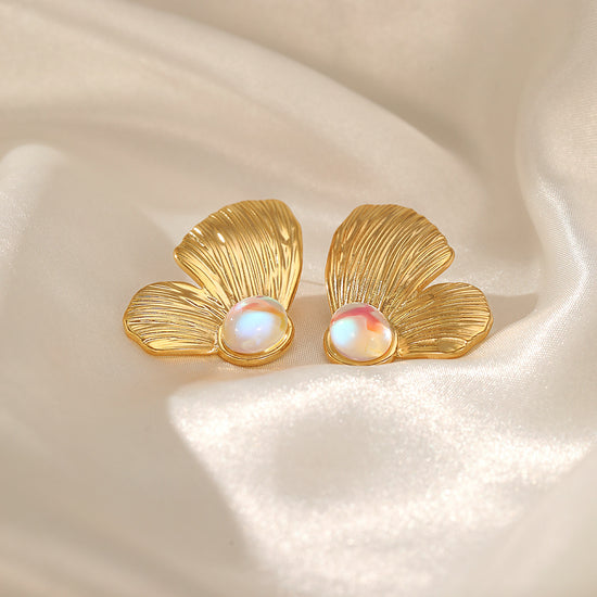 18K Gold Plated Chunky Butterfly Stud Earrings