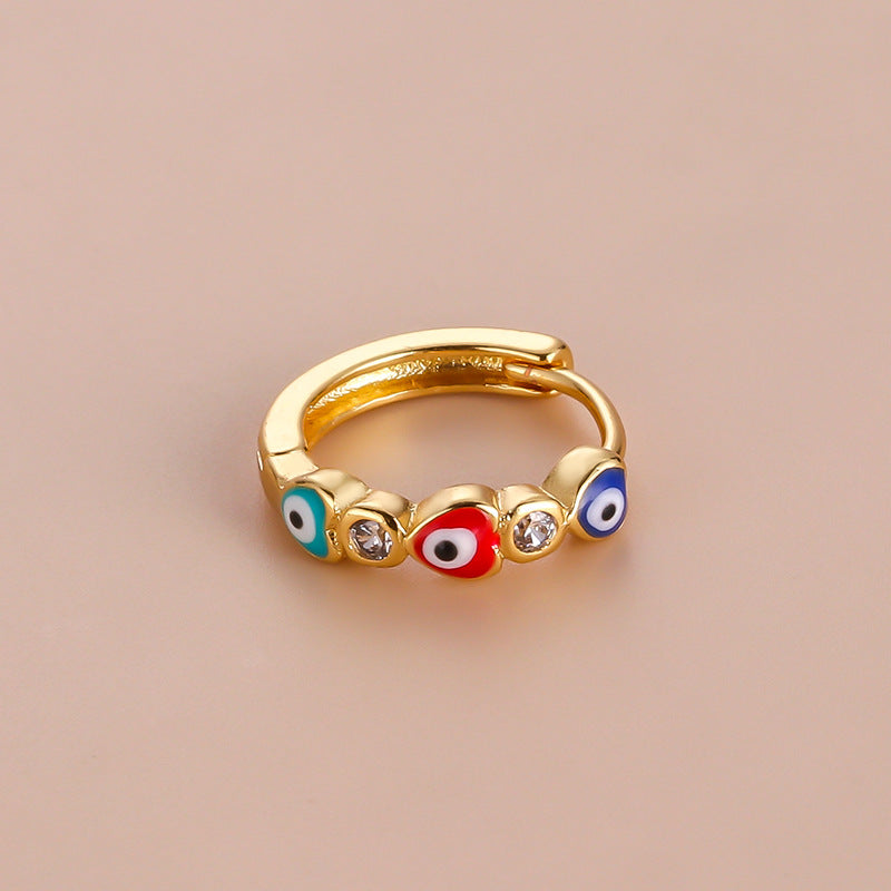 18K Gold Turkish Eye Cartilage Hoop Earring