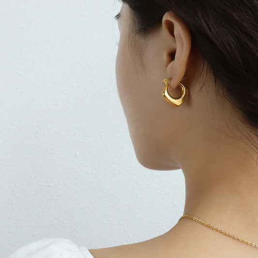 18K Gold Plated Geometric Hoop Earrings