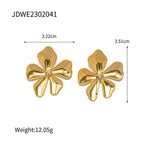 18K Gold Plated Stainless Steel Earrings, Five Leaf Clover Earrings | JDE041