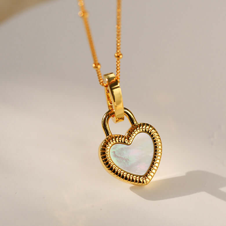 18K Gold Double Side Heart Pendant Necklace