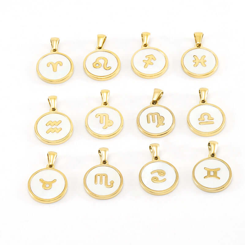 18K Gold Retro Zodiac Astrology Pendant Necklace