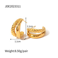 18K Gold Plated Irregular Earrings, Irregular Double Layer Earrings | JDE311