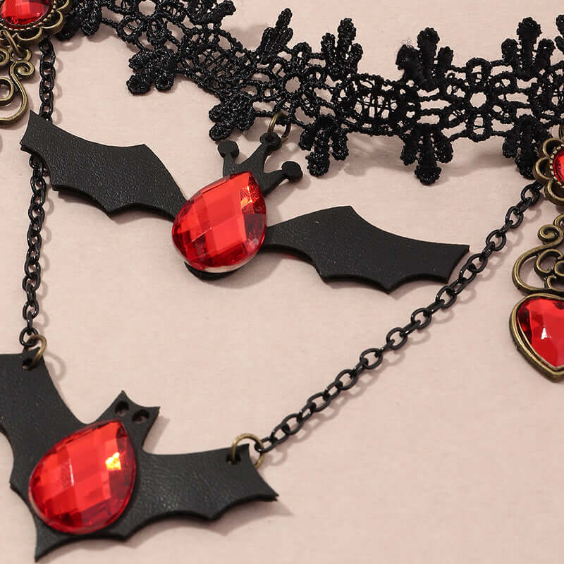 Goth Black Lace Bat Vampire Collars Choker for Halloween Costume