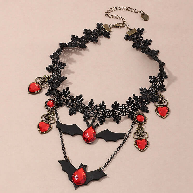 Goth Black Lace Bat Vampire Collars Choker for Halloween Costume