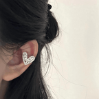 Silver Gold Bezel Heart No Pierced Ear Cuff