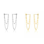 Silver Gold Lip Chain Layered Dangle Drop Earrings