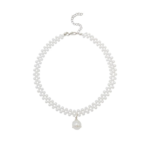 Elegant Pearl Drop Multi-Strand Choker Necklace