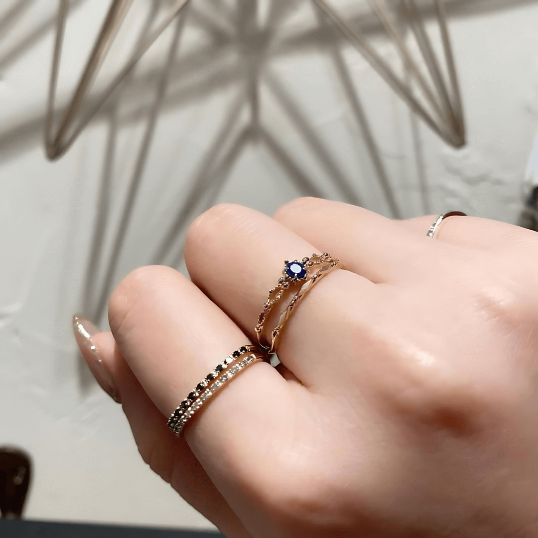 Black Zircon Half Eternity Pave Stacking Ring