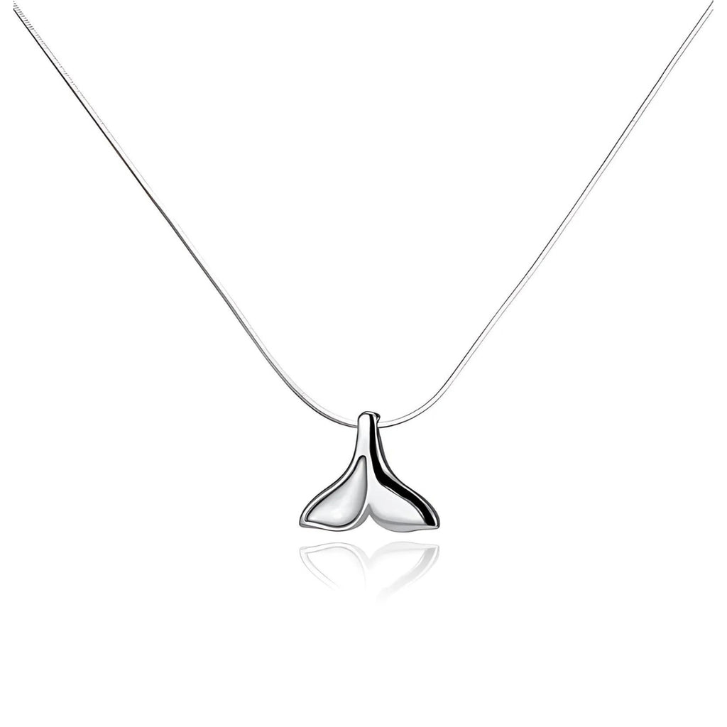 EDGY Whale Tail Two Tone Pendant Necklace