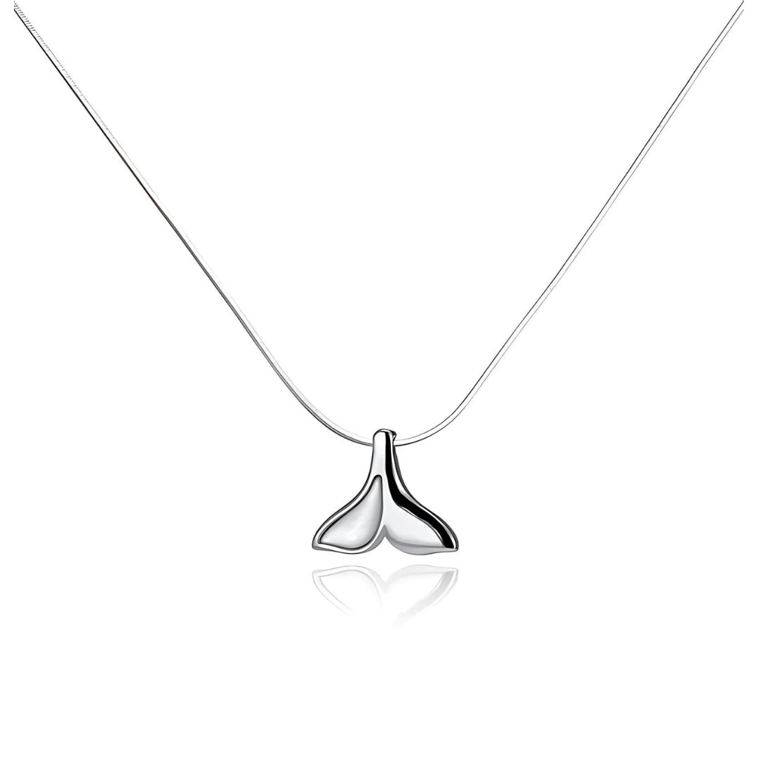 EDGY Whale Tail Two Tone Pendant Necklace