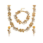 Retro Ginkgo Leaf Bold Statement Choker Necklace Pearl