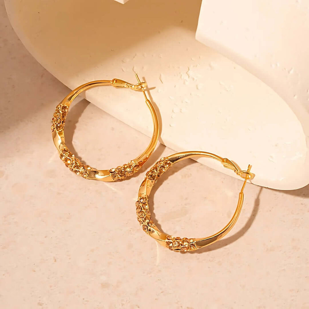 Sparkle Diamond Large Hoop Earrings