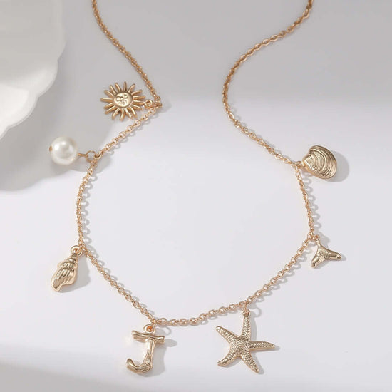 Summer Alphabet Starfish Charm Necklace