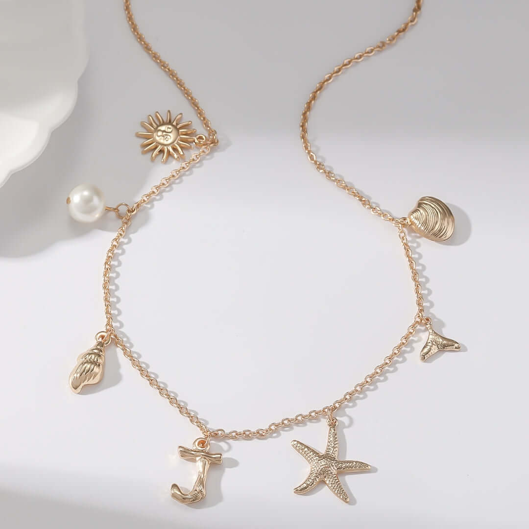 Summer Alphabet Starfish Charm Necklace