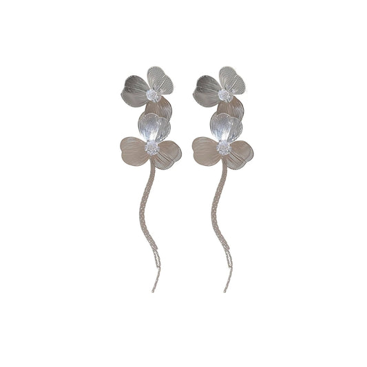 Baroque Large Flower Tassel Exaggerate Earrings
