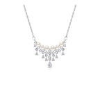 Pearl Waterfall Necklace with Teardrop CZ