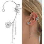 Non-Pierced Butterfly Tassel Elf Ear Clip Rose Wrap Climber Earrings