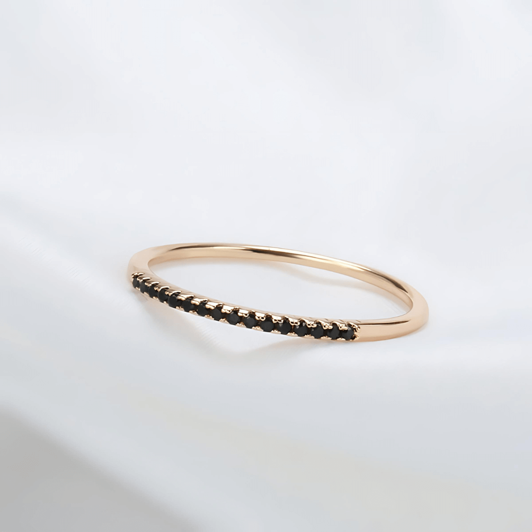 Black Zircon Half Eternity Pave Stacking Ring