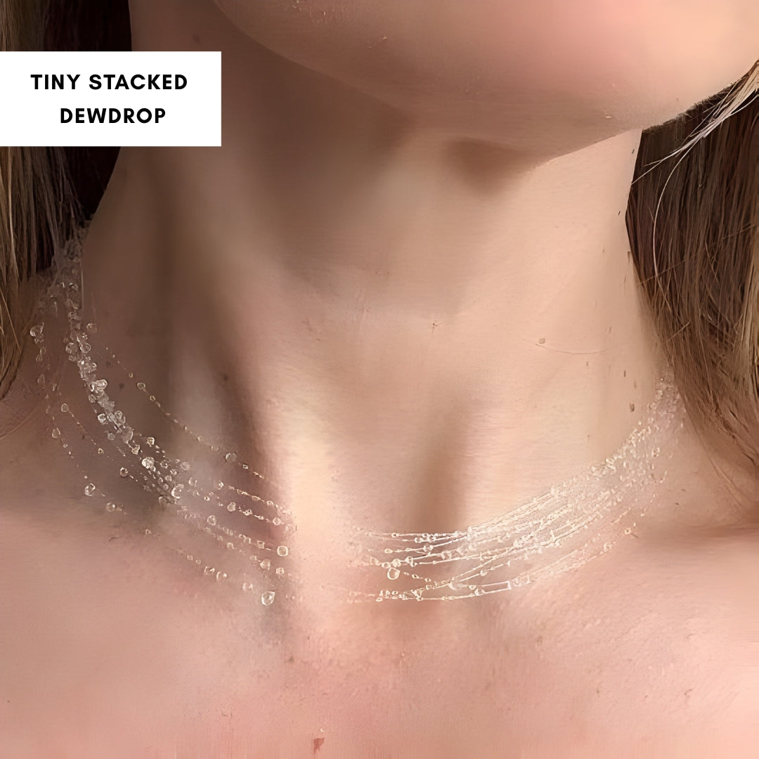 tiny dewdrop layering transparent necklace