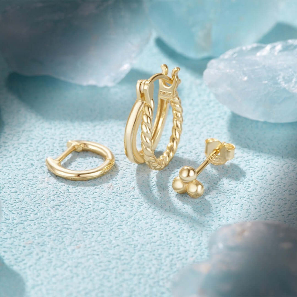 Sterling Silver Clicker Sleeper Earrings Set